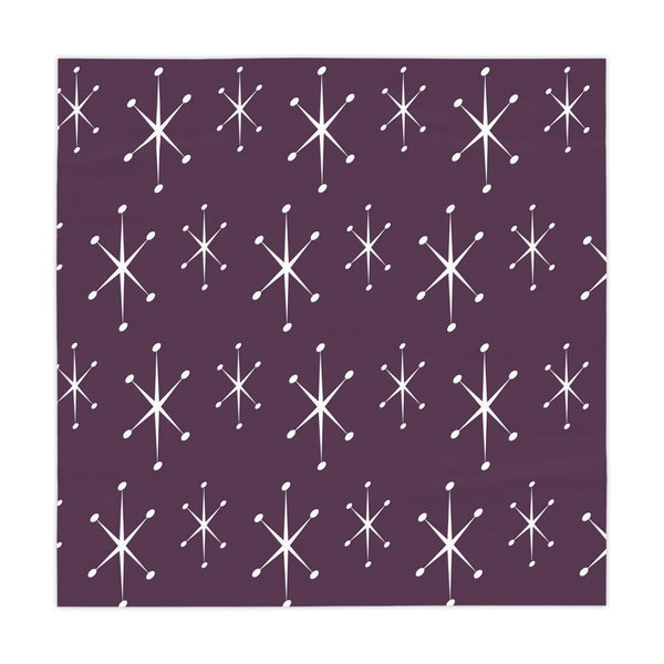 Atomic Retro Starburst MCM Plum Purple Square Tablecloth | lovevisionkarma.com