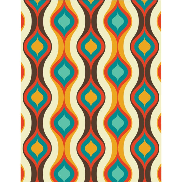 Retro 60's Geometric Waves Brown, Orange & Blue Mid Century Modern Duvet Cover | lovevisionkarma.com