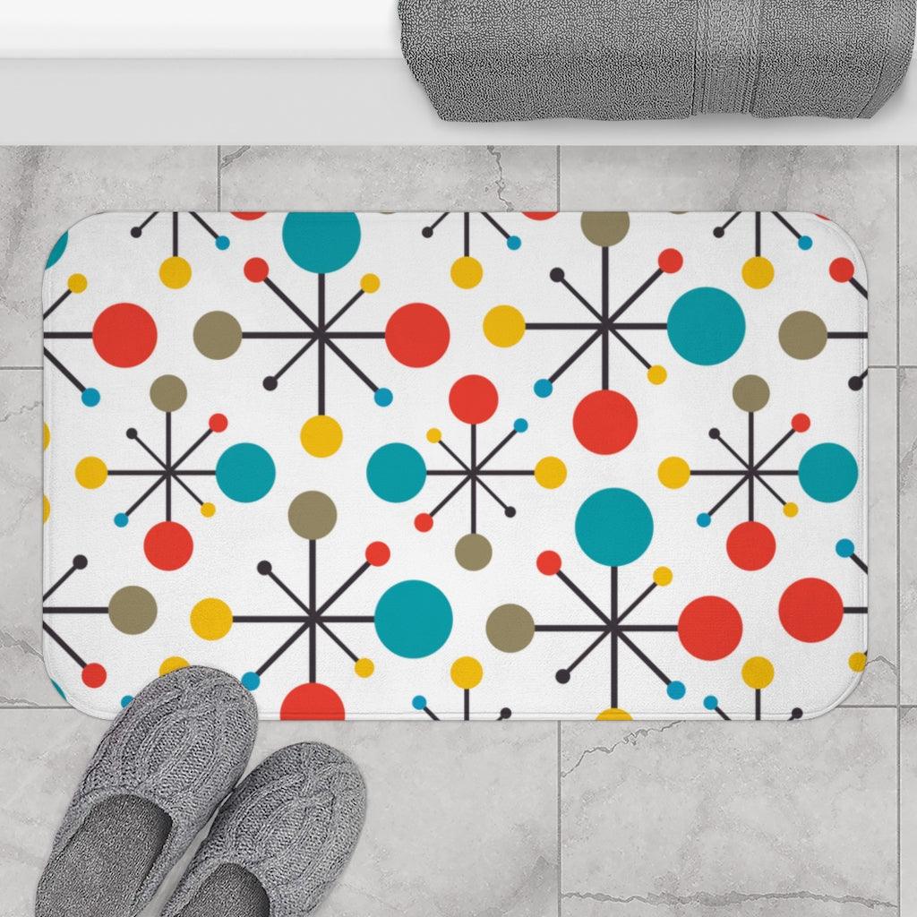 Retro 50s Atomic Starburst Colorful MCM Bath Mat | lovevisionkarma.com