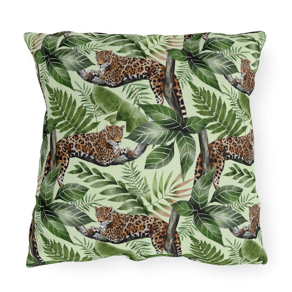 Jungle Cat, Leopard, Jaguar MCM Outdoor Pillow | lovevisionkarma.com