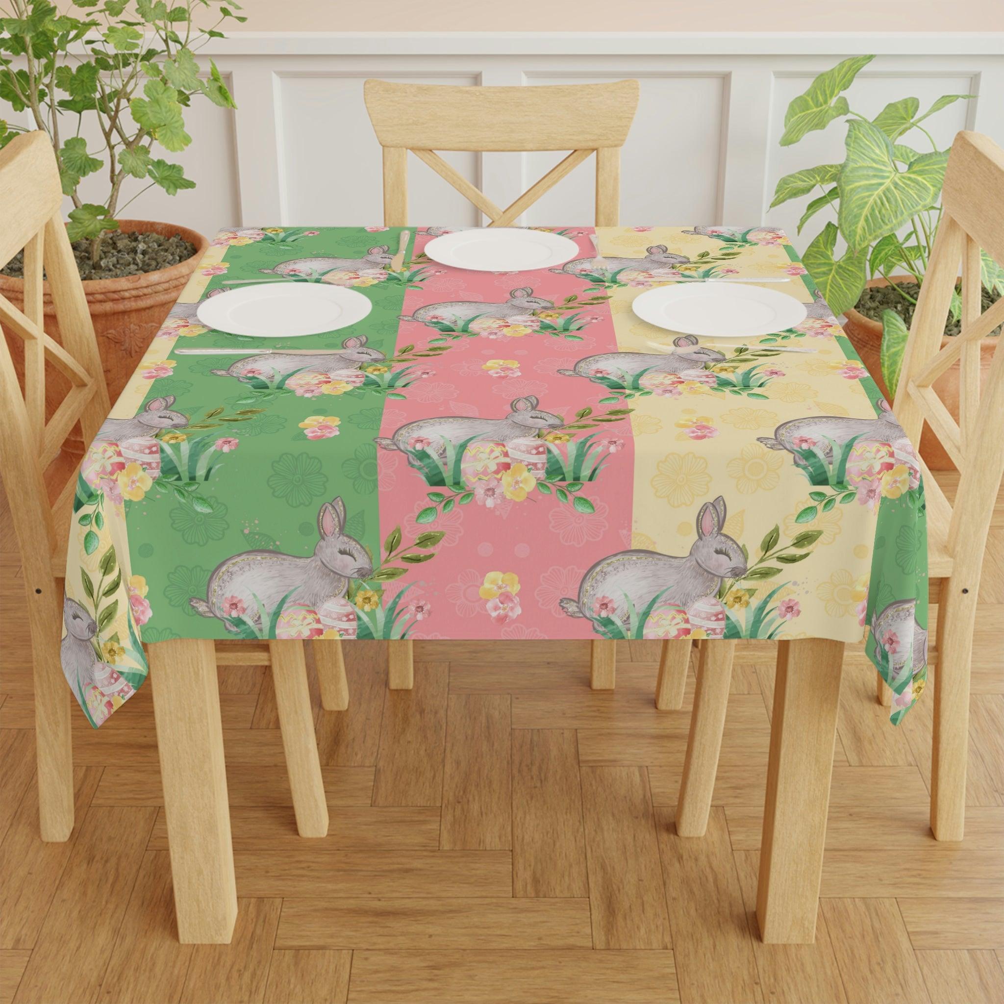Easter Table Linens Retro Cottagecore Multicolor Tablecloth | lovevisionkarma.com