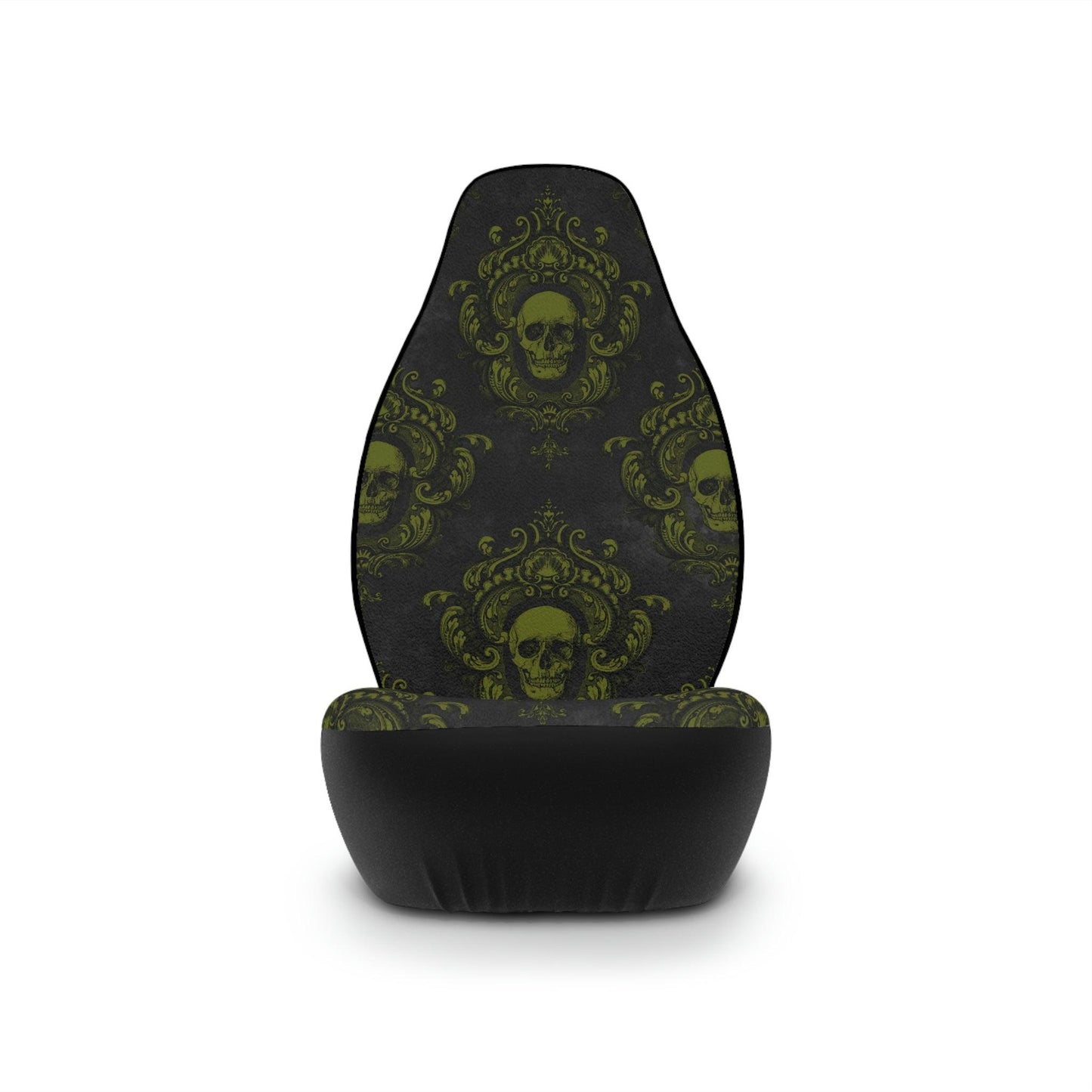 Green Gothic Skulls with Ornate Frames Glam Goth Car Seat Covers | lovevisionkarma.com