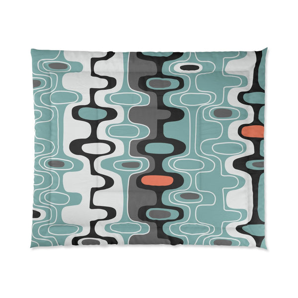 Retro Mod MCM Abstract Blue, Gray & Black Comforter | lovevisionkarma.com