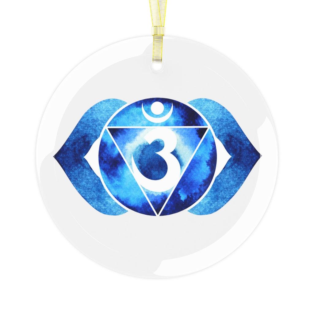 Ajna, Third Eye or Sixth Chakra Glass Ornament, Yoga Christmas Ornament | lovevisionkarma.com