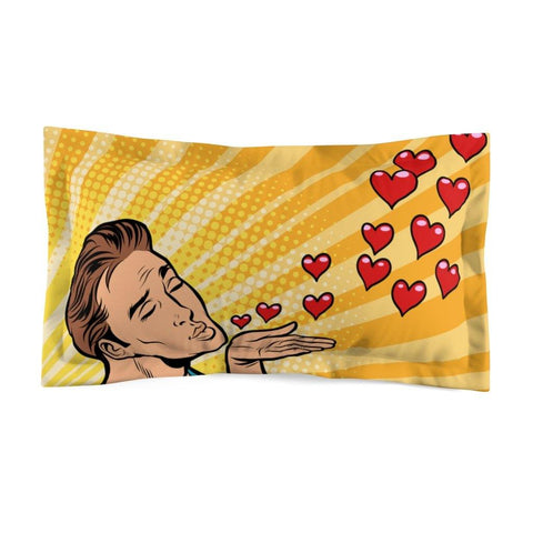 "Man Blowing Hearts" Comic Pop Art Pillow Sham | lovevisionkarma.com