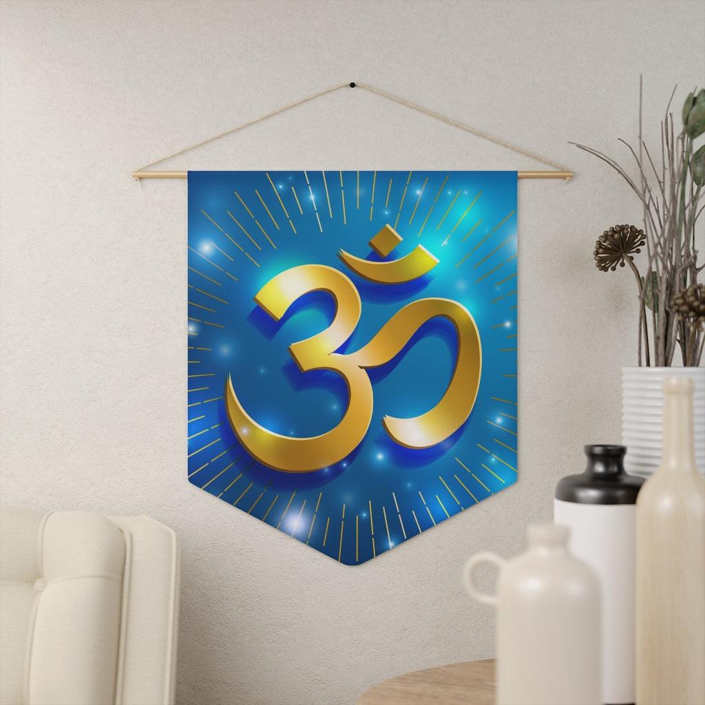 Om Meditation Blue Wall Pennant | lovevisionkarma.com