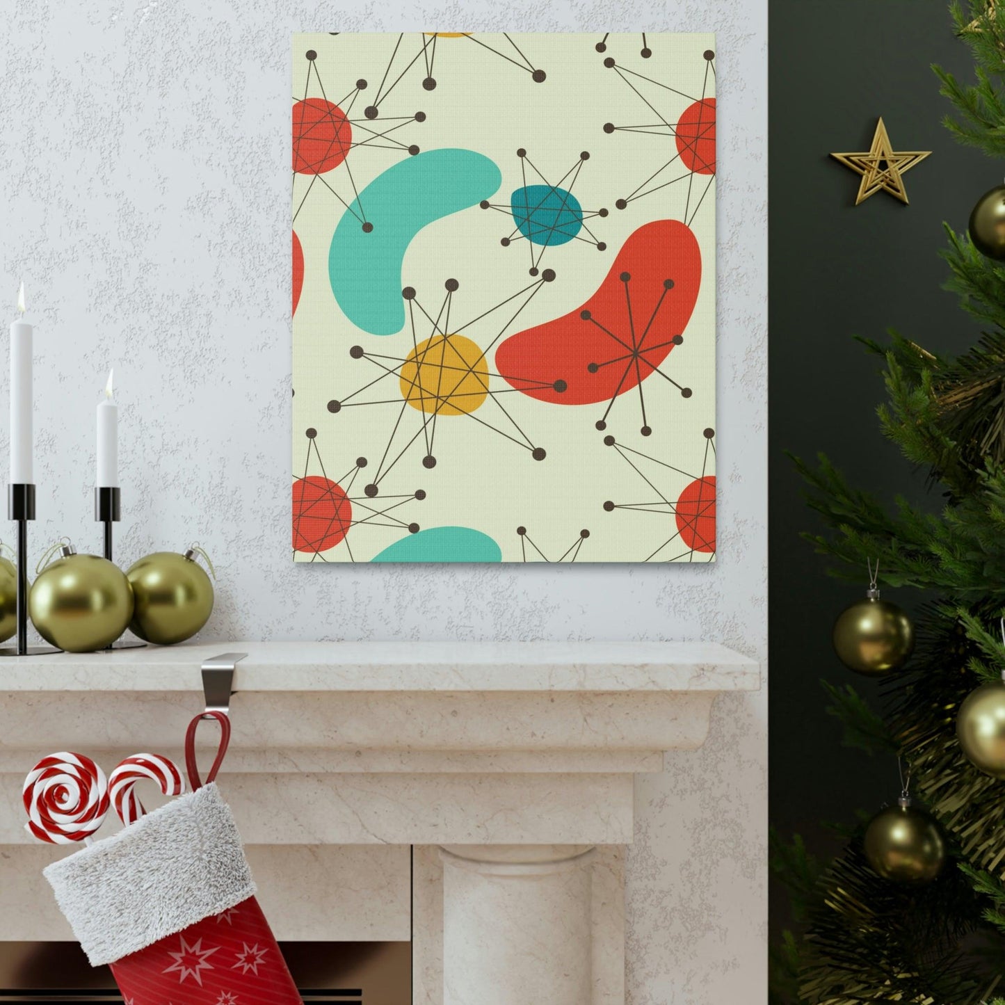 Retro 50s Atomic Burst and Boomerang Mid Century Mod Canvas Gallery Wrap | lovevisionkarma.com