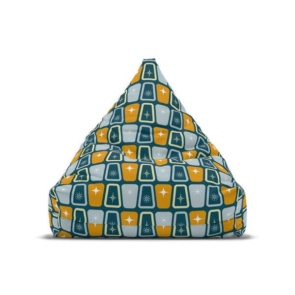 Retro Atomic Starburst MCM Blue & Mustard Bean Bag Chair COVER | lovevisionkarma.com