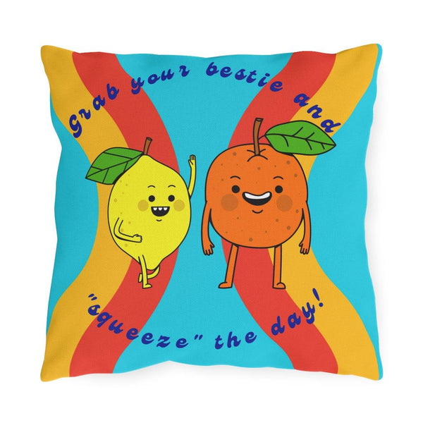Cute Citrus Besties Colorful Retro Outdoor Pillow | lovevisionkarma.com