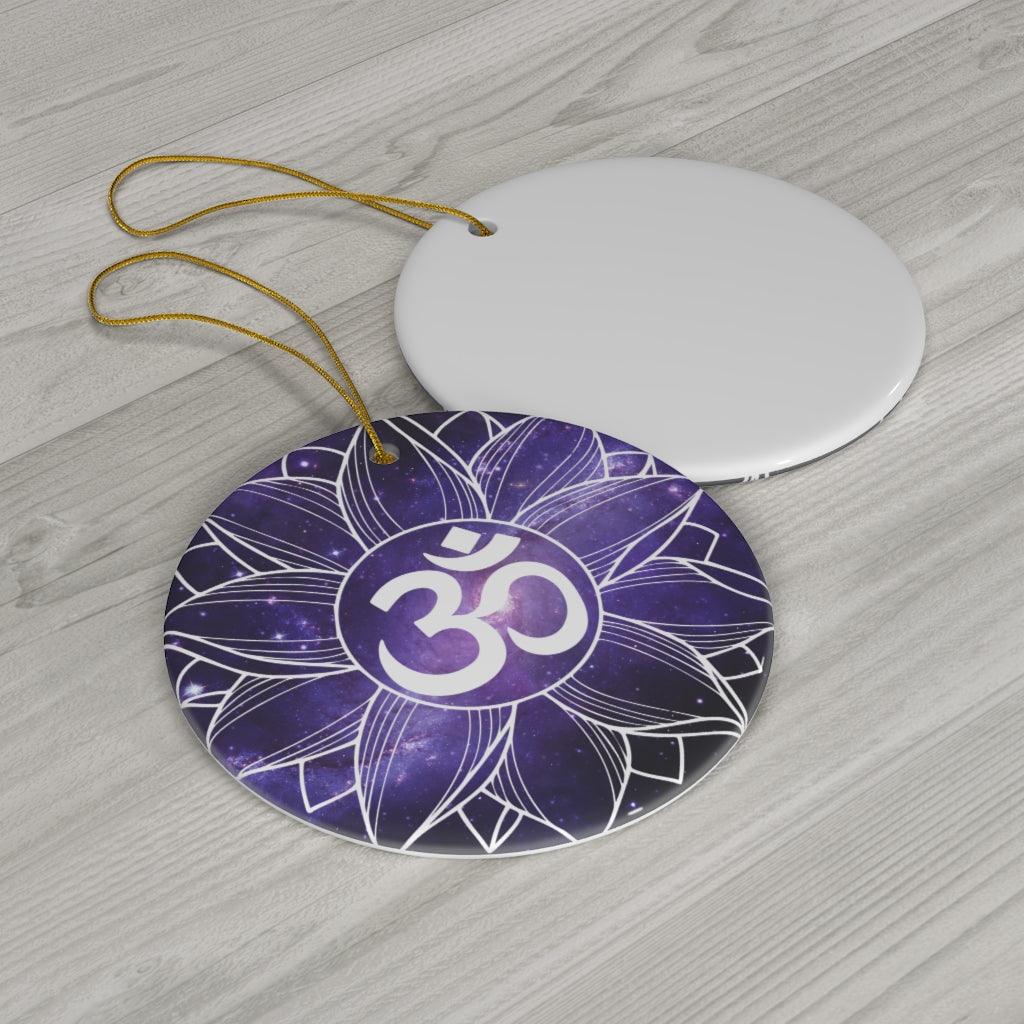Om Ceramic Ornament, Purple Christmas Tree Ornament, Diwali Home Decor | lovevisionkarma.com