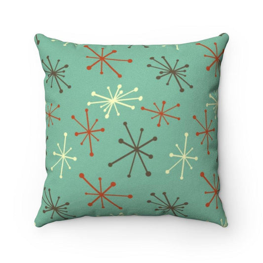 Vintage 50s Mid Century Modern Atomic Starburst Teal Pillow | lovevisionkarma.com