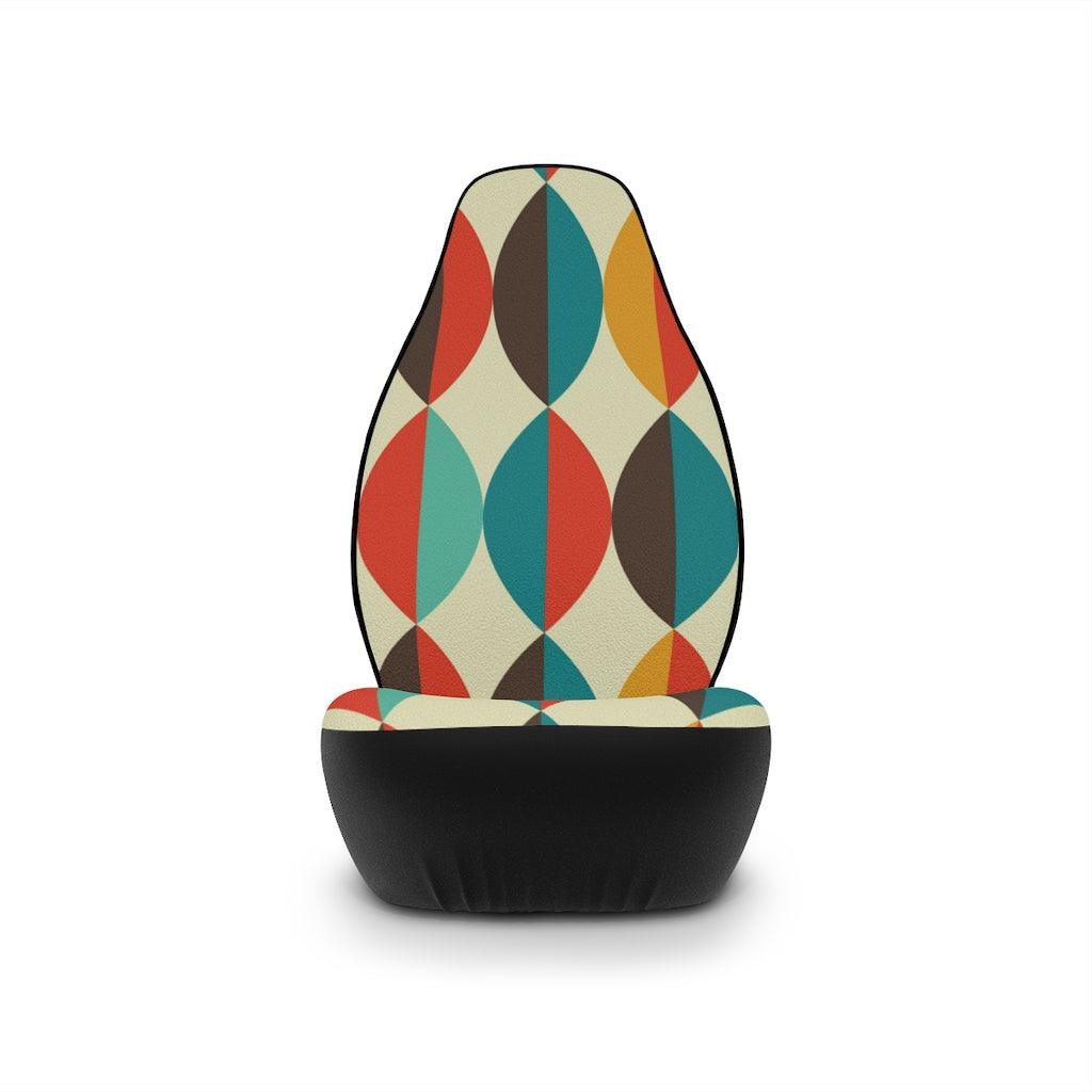 Retro Mid Century Mod Ovals Multicolor Car Seat Covers | lovevisionkarma.com