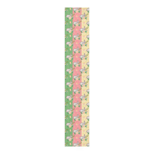 Easter Bunnies and Flowers Cottagecore Multicolor Table Runner | lovevisionkarma.com