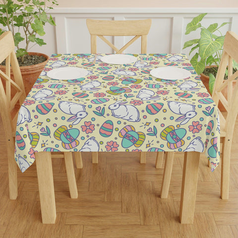 Retro Easter Bunny and Eggs Whimsical Tablecloth