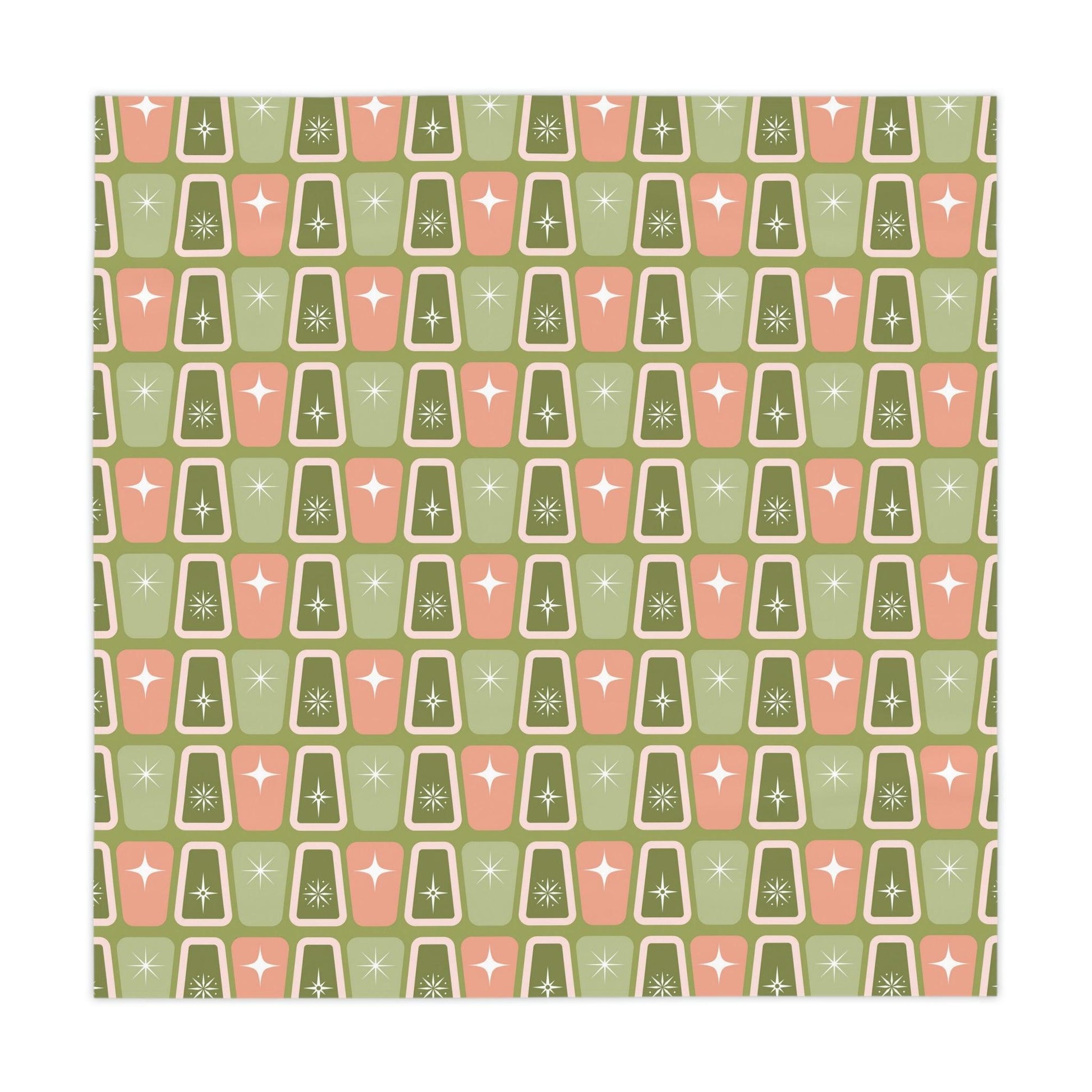 Retro 50s Atomic Age Starburst Mid Century Pink and Green Tablecloth | lovevisionkarma.com