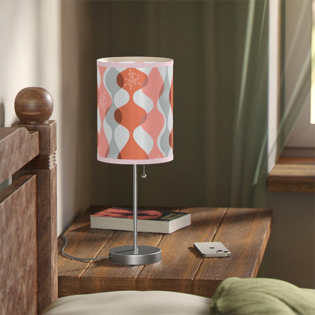 Mid Century Modern Pink Burst and Waves Tabletop Lamp | lovevisionkarma.com