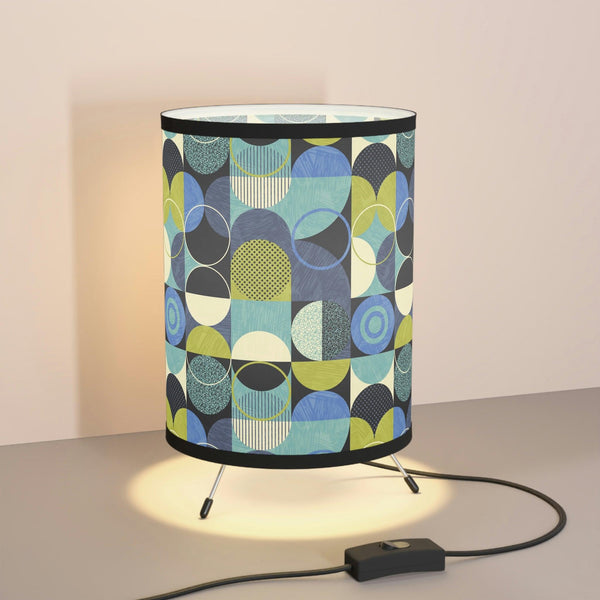 Retro Mid Century Mod Abstract Blue and Green Tripod Tabletop Accent Lamp | lovevisionkarma.com