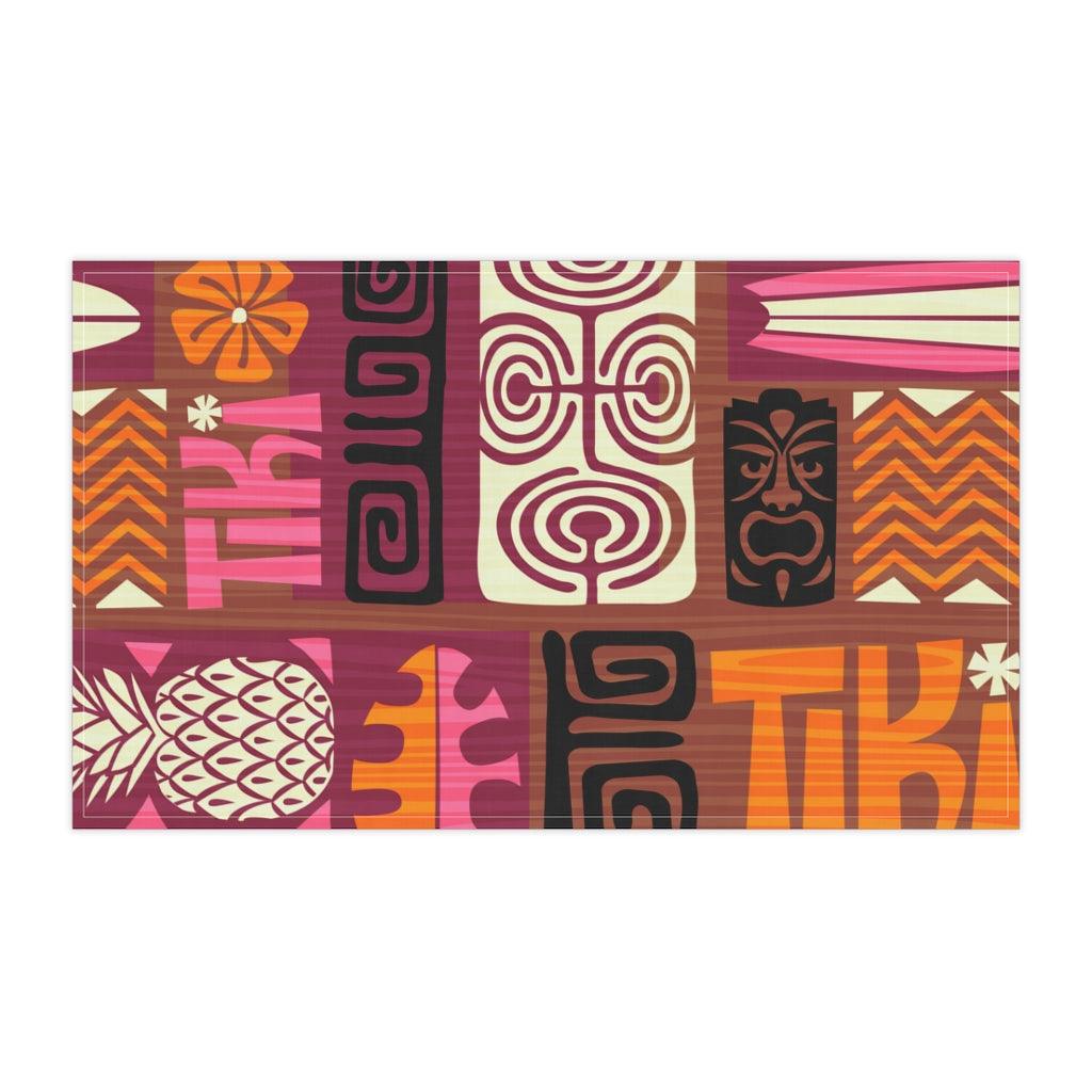 Retro Tiki Mid Century Mod Orange & Brown Kitchen Towel | lovevisionkarma.com