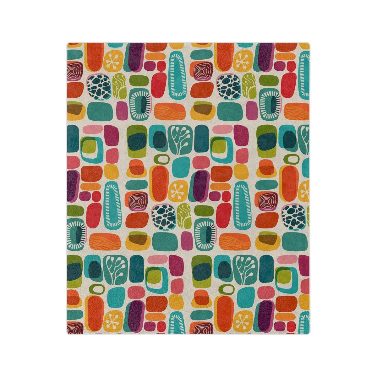 Retro 50s 60s Mid Century Abstract Vibrant Velveteen Minky Blanket | lovevisionkarma.com