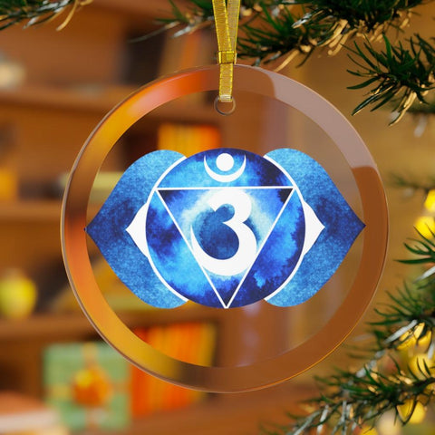 Ajna, Third Eye or Sixth Chakra Glass Ornament, Yoga Christmas Ornament | lovevisionkarma.com