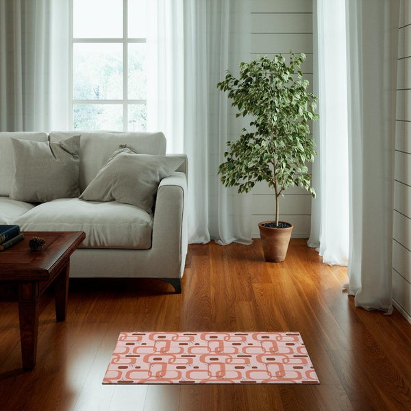 Atomic Pink Mid Century Mod Geometric Anti-Slip Rug | lovevisionkarma.com