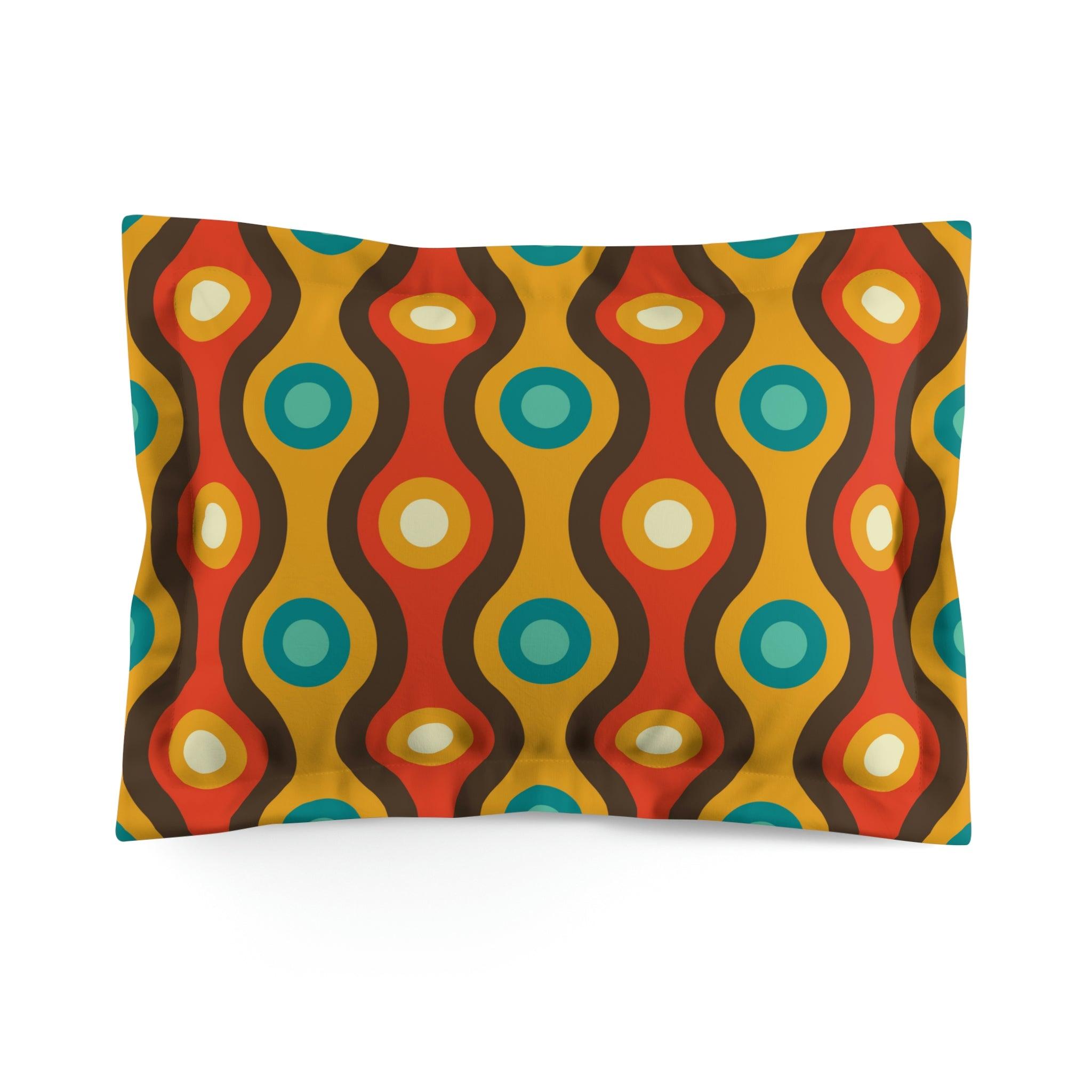 Retro 60s 70s Waves Mid Century Mod Brown & Orange Pillow Sham | lovevisionkarma.com