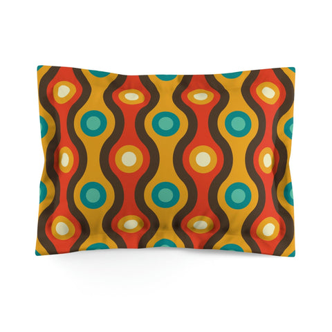 Retro 60s 70s Waves Mid Century Mod Brown & Orange Pillow Sham | lovevisionkarma.com