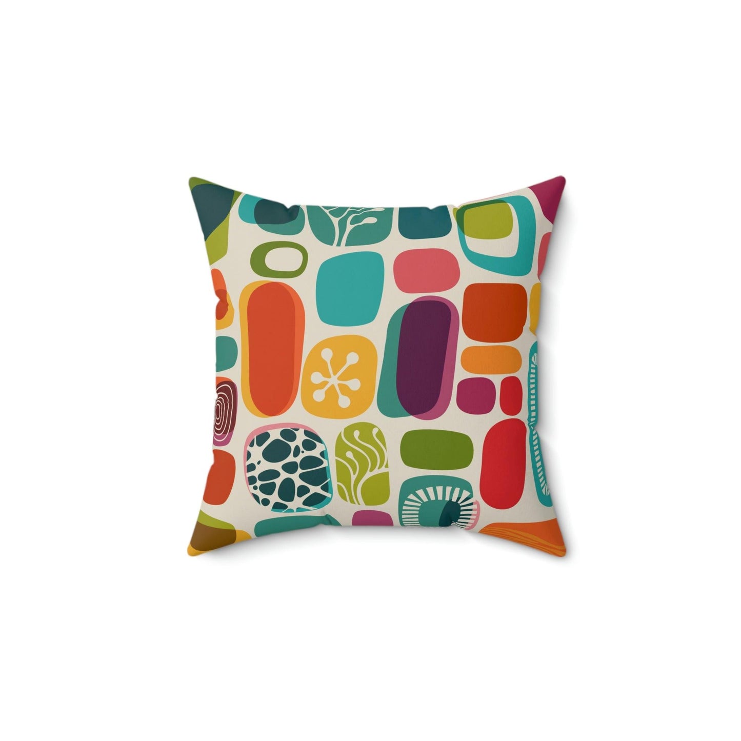 Retro 50s 60s Mid Century Mod Abstract Vibrant Multicolor Throw Pillow | lovevisionkarma.com