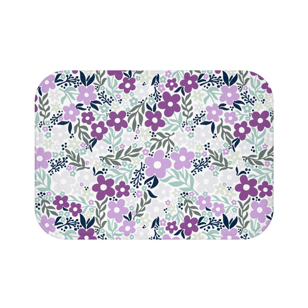 Retro Minimalist Floral MCM Purple Bath Mat | lovevisionkarma.com