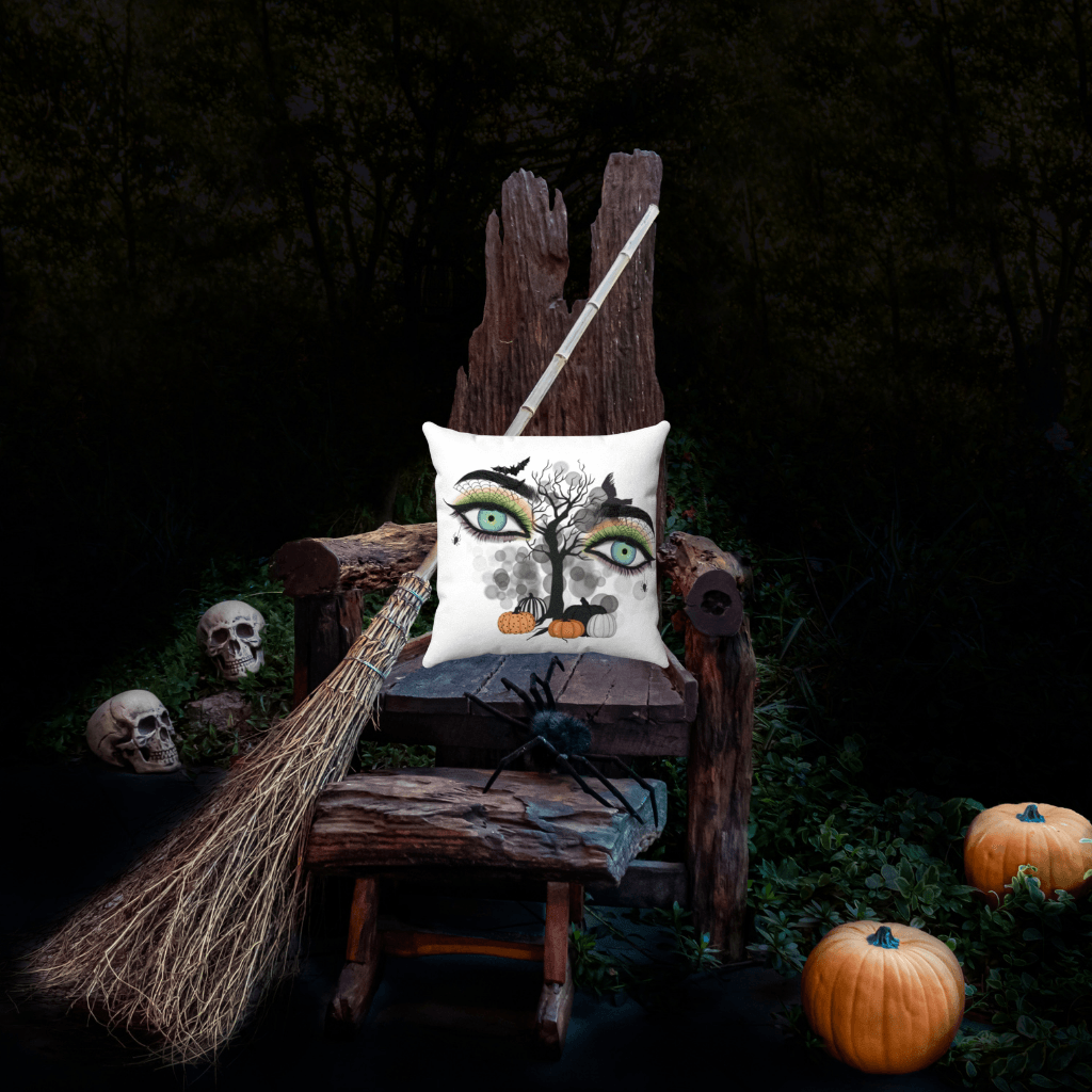 Creepy Witch Eyes Halloween Pillow Goth Glam Decor | lovevisionkarma.com