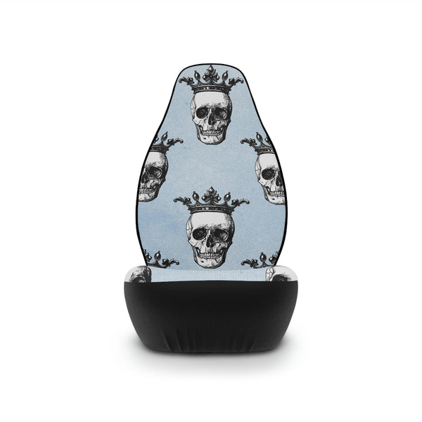 Crowned Skulls Blue Goth Glam Car Seat Covers | lovevisionkarma.com