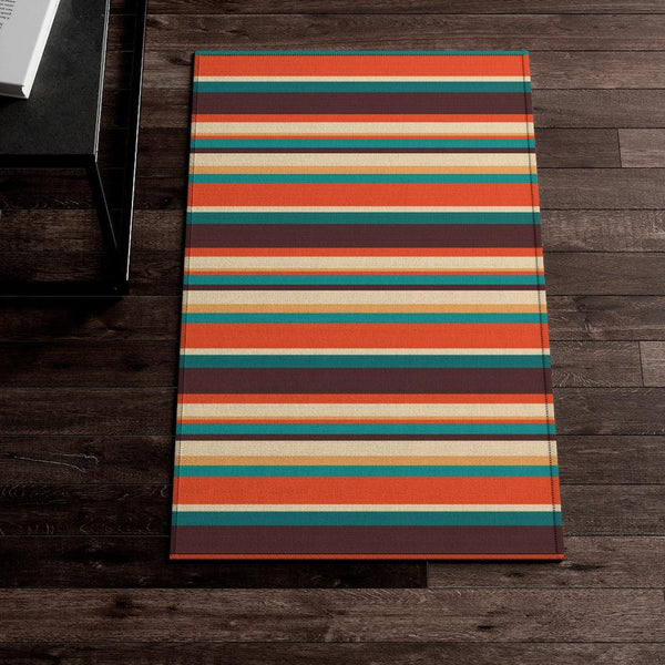 Retro 60s 70s Stripes Multicolor MCM Anti-Slip Rug | lovevisionkarma.com