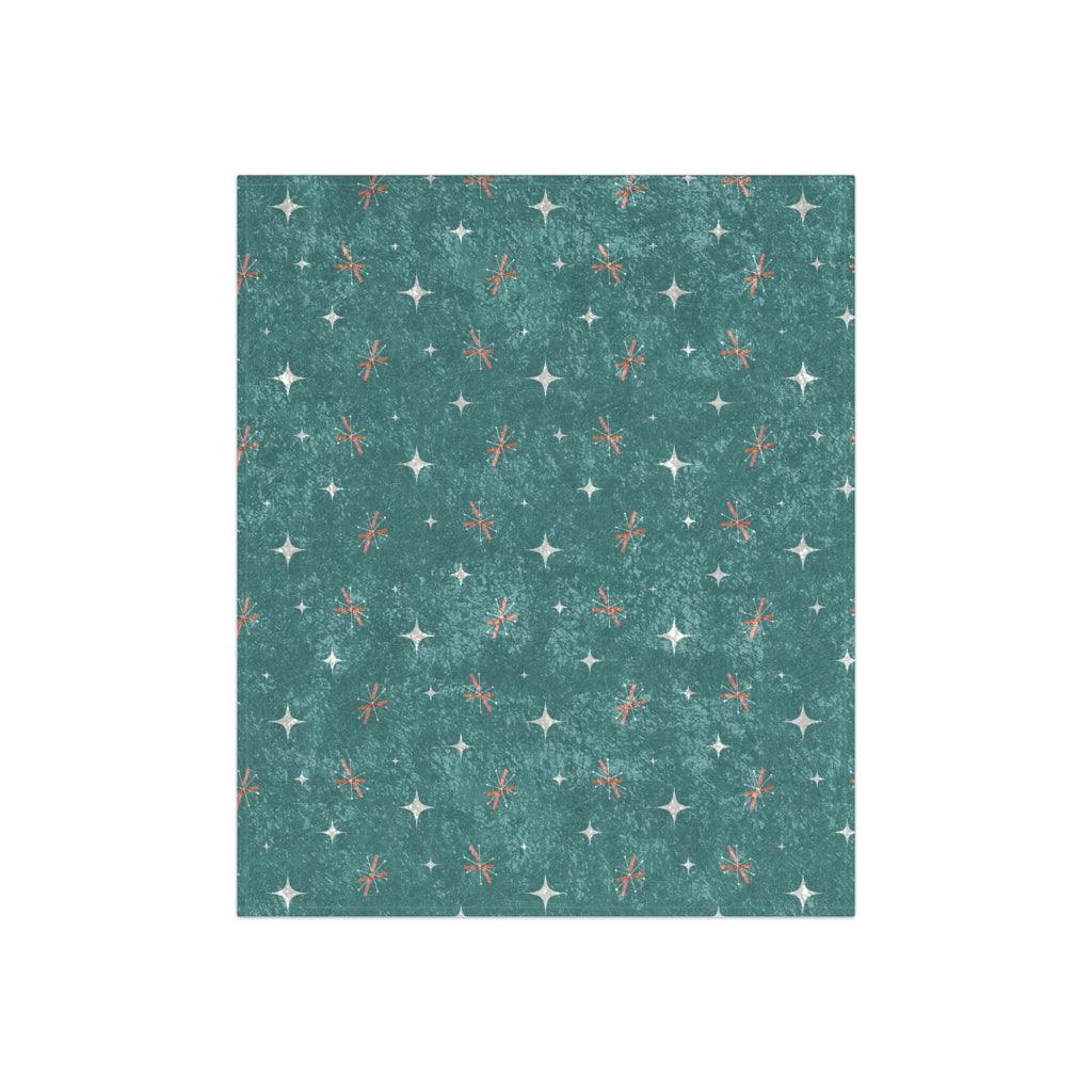 Atomic Starburst Retro 50s MCM Teal & Pink Crushed Velvet Blanket | lovevisionkarma.com