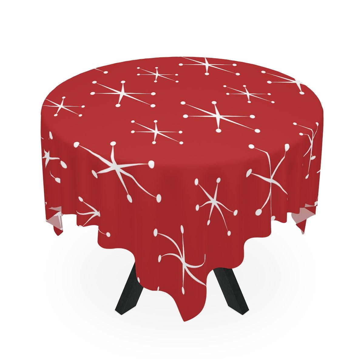 Atomic Starburst MCM Retro 50s Red Tablecloth | lovevisionkarma.com