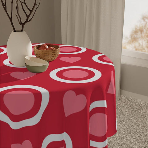 Retro Red Hearts & Circles Valentine Tablecloth | lovevisionkarma.com