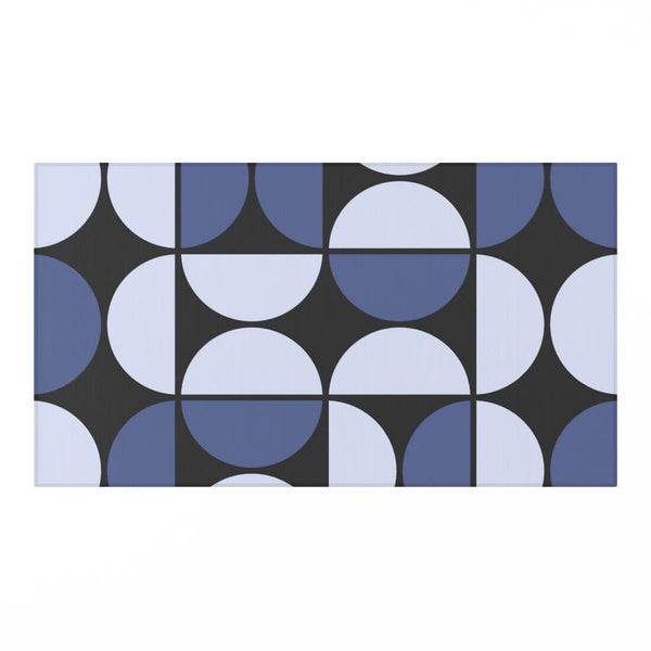 Retro Mid Century Geo Abstract Blue Anti-Slip Rug | lovevisionkarma.com