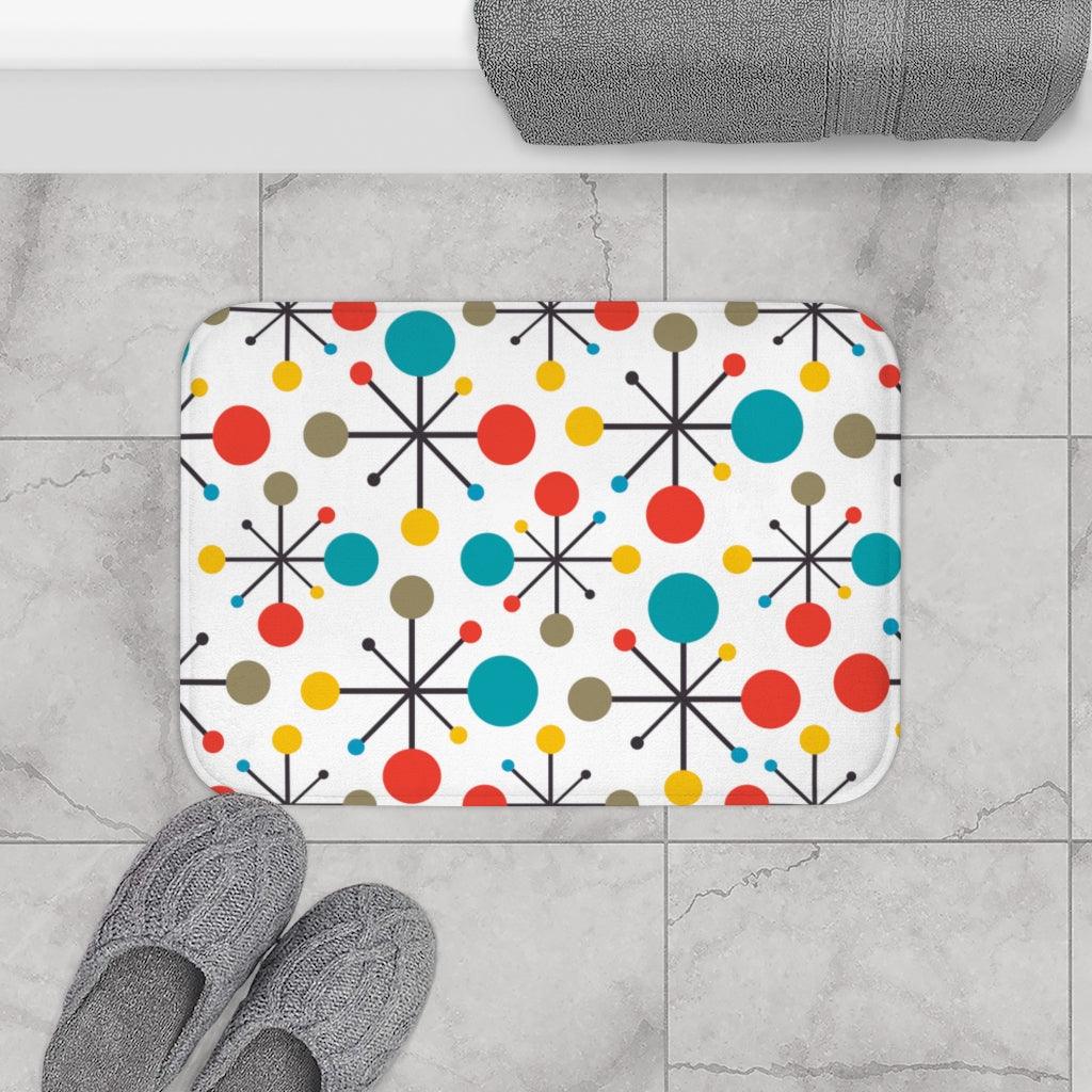 Retro 50s Atomic Starburst Colorful MCM Bath Mat | lovevisionkarma.com