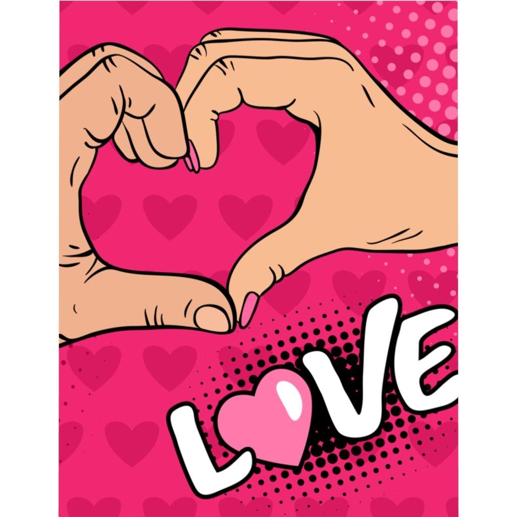 "Two Hands Making a Heart" Comic Pop Art Duvet Cover | lovevisionkarma.com