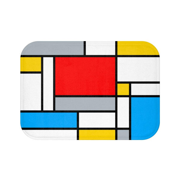 Retro Colorful Mondrian Inspired Abstract Art MCM Bath Mat | lovevisionkarma.com
