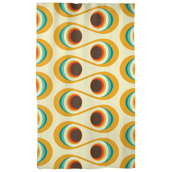 Retro 70's Orbs & Wavy Lines Multicolor Curtain Panel | lovevisionkarma.com