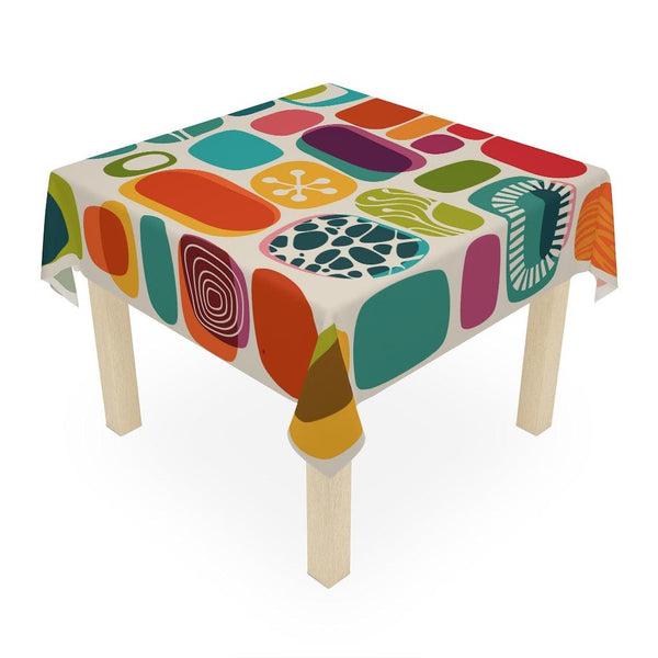 Retro 50s, 60s MCM Abstract Colorful Tablecloth | lovevisionkarma.com