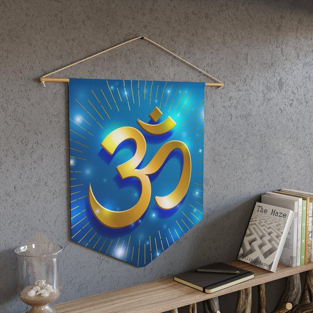 Om Meditation Blue Wall Pennant | lovevisionkarma.com