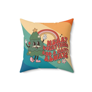 Groovy Hippie Christmas Greeting, Cute Multicolor MCM Pillow | lovevisionkarma.com