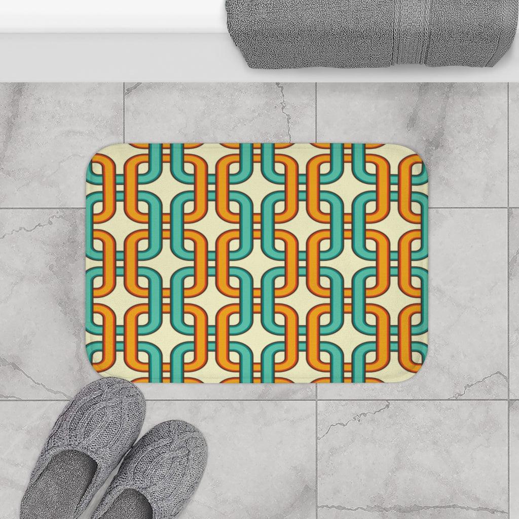 Retro 60's Links Mid Century Blue & Orange Bath Mat | lovevisionkarma.com