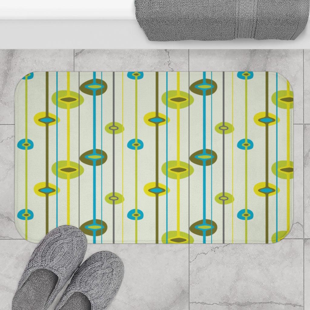 Vintage 50s Retro Mid Century Modern Abstract Blue & Green Bath Mat | lovevisionkarma.com