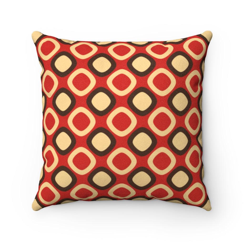 Retro Mod Squares Dark Orange, Off-White and Brown MCM Pillow | lovevisionkarma.com