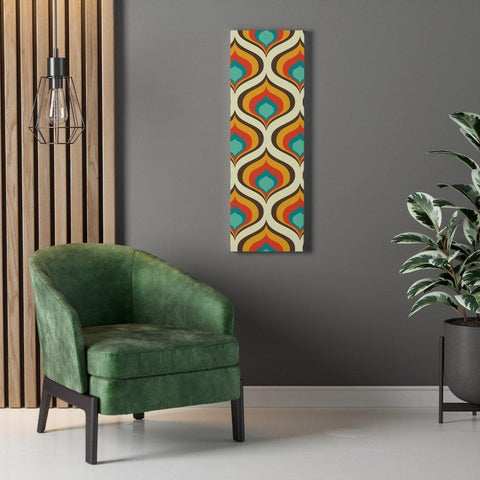 Retro Geometric Onion Blue & Orange Mid Century Modern Canvas Gallery Wrap - Vertical | lovevisionkarma.com