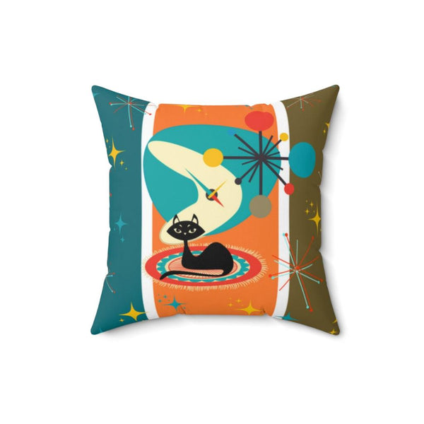 Retro Cat Atomic Starburst Mid Century Mod Colorful Pillow | lovevisionkarma.com