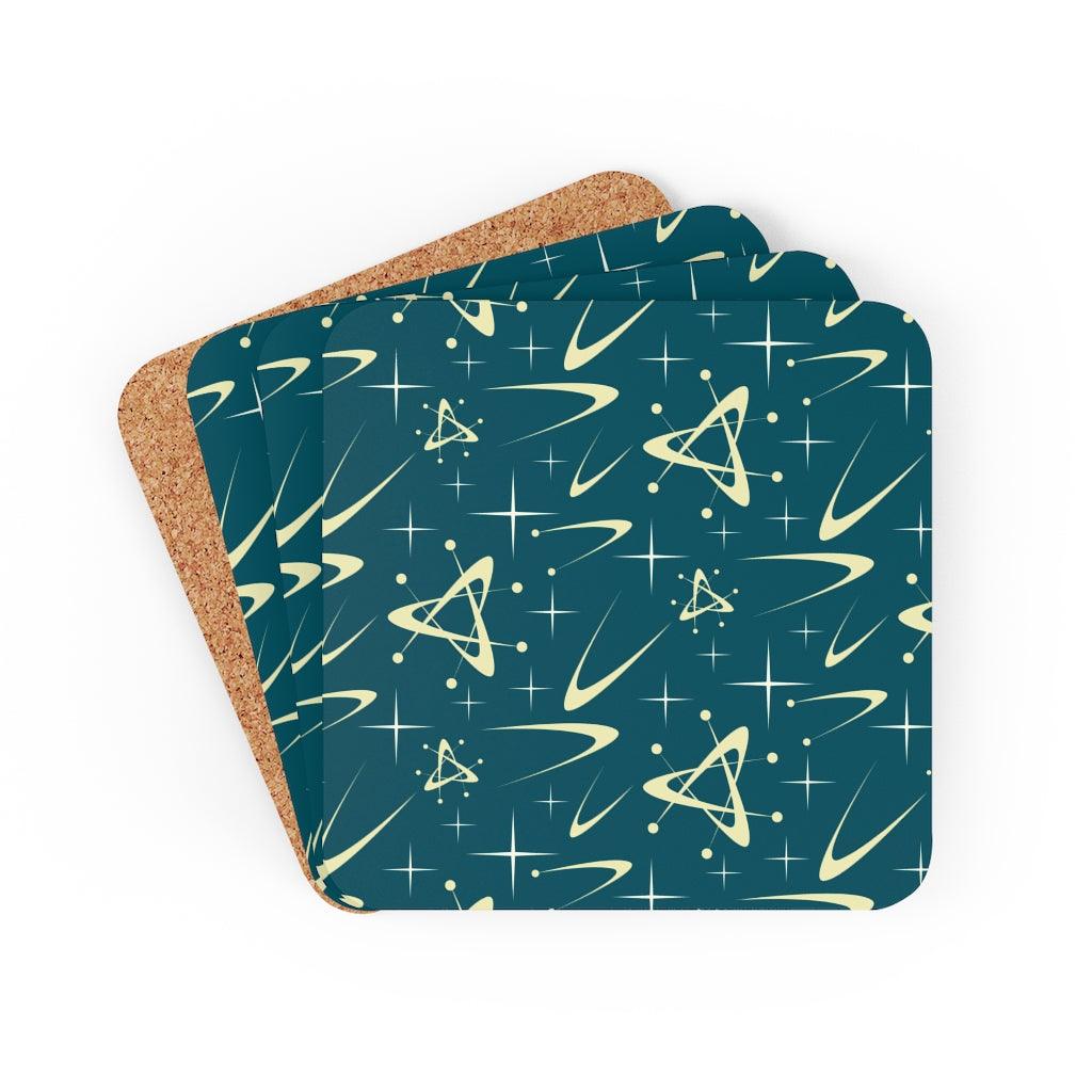 Retro Atomic Boomerang Blue Mid Century Coaster Set | lovevisionkarma.com