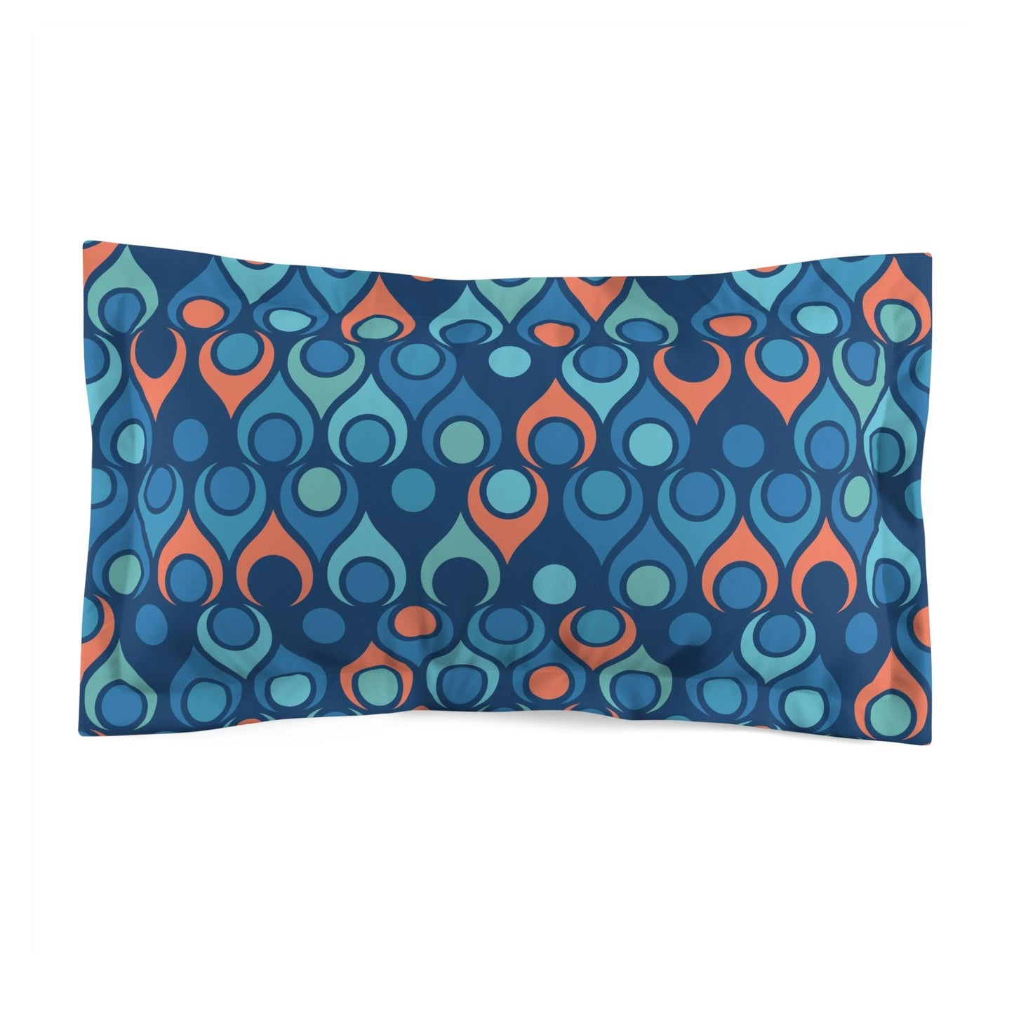 Retro Mid Century Mod Geometric Blue & Coral Orange Pillow Sham | lovevisionkarma.com